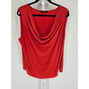 Time Line Womens Sz 3X Sleeveless Draped Front Blouse Red